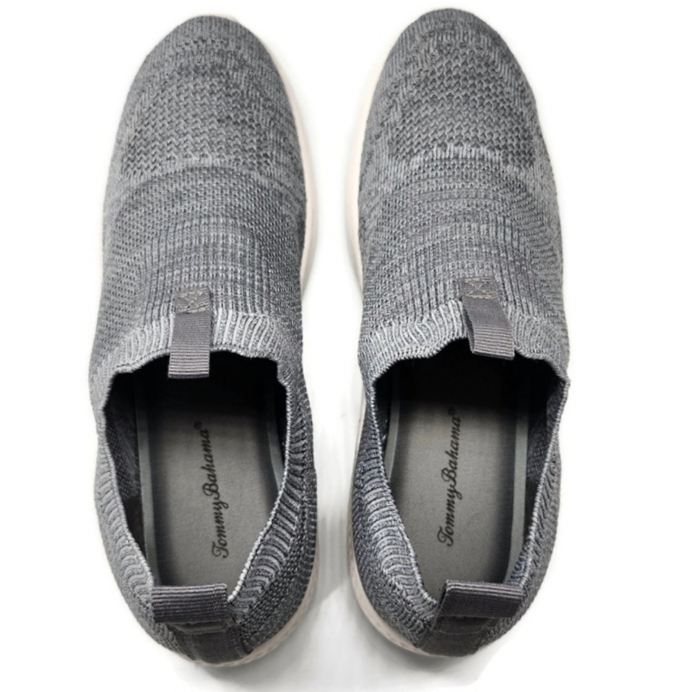 Tommy Bahama Flint Jogger Light Grey Knit Pull-On No-Lace Memory Foam Sneakers - Picture 7 of 10